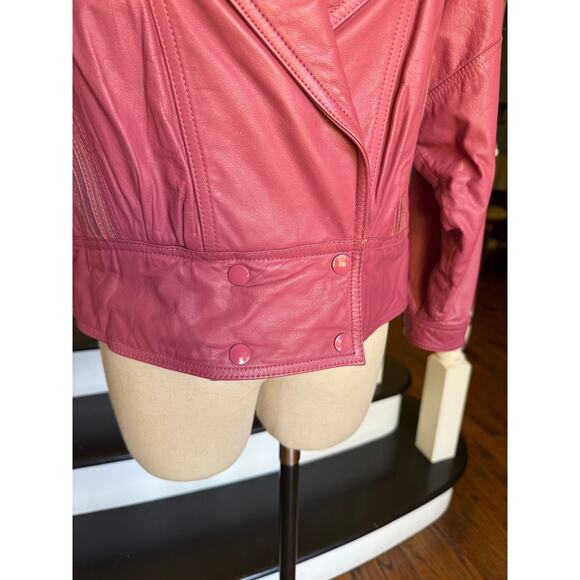 Vintage 80s Mauve Pink Leather Suede Jacket StreetWear Street Style FlyGirl Alt - Picture 7 of 12